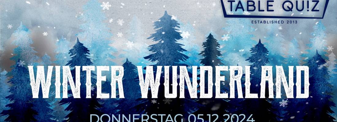 Table Quiz Logo, Abstraktes Bild eines Winterwaldes mit Schneeflocken, Winterwunderland, Donnerstag 05.12.2024