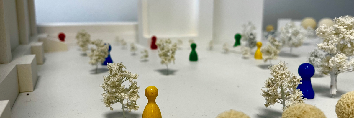 Architektenmodell vom Marktplatz in Laatzen-Mitte, Blickrichtung Rathaus